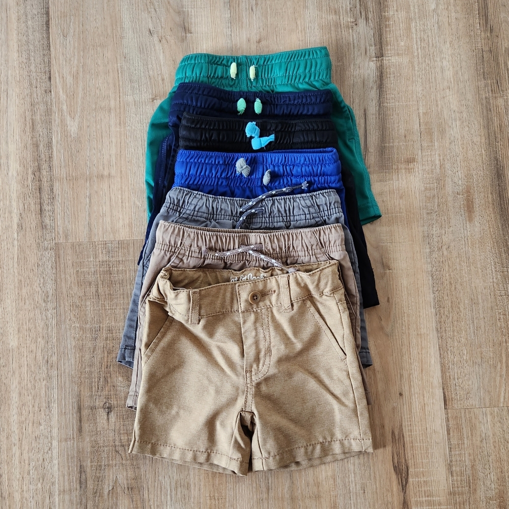 Cat & Jack 12M Bundle of Shorts Navy, Black, Tan, Blue, Green